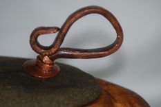 Hand Carved Wild Cherry Salt Cellar With Stone Lid. 6 small