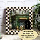 Hand Painted Checks Picture Frame Black And White Checked Wine Picture Decor 4 small