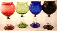 Scalloped Hollow Stemed Multi Colored Wine Glasses 1 small