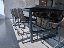 Contemporary Industrial Reclaimed Hardwood And Steel Conference Table 3 small