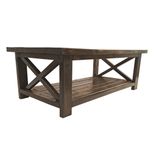 Rustic Farmhouse Coffee Table - Country Modern Stained Solid Wood 3 small