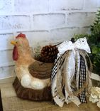 Vintage Chicken Hen Egg Basket French Country Checked Towel Caddy 3 small