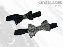 Any Color Partially Crystallized Bow Tie Bling Genuine European Crystals Bedazzled 2 small