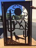 Roadrunner desert metal entry gate #8340 R. O. width 36" by 60" H 2 small