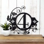 Metal House Number Sign with Vines and Fleur De Lis, 1 Digit 1 small