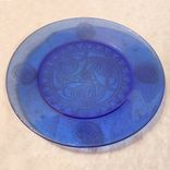 Celtic Knotwork Crossed With Steampunk - Blue Etched Glass Art Plate 5 small