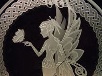 Fairy With Butterfly - Celtic Knotwork Etched Glass Decorative Art Tabletop Display 1 small