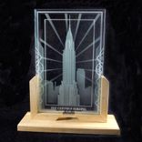 Chrysler Building Of New York City - Art Deco Design Etched Glass Interior Decor Display 3 small