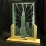 Chrysler Building Of New York City - Art Deco Design Etched Glass Interior Decor Display 2 small