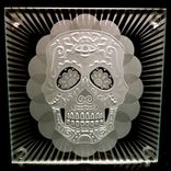 Sugar Skull Decorative Etched Glass Art Coasters Designs 2 small
