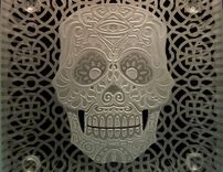 Sugar Skull Decorative Etched Glass Art Coasters Designs 3 small