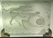Scribble Decorative Art Glass Multi Layered Stacked Sandblasted Images 3 small