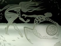 Scribble Decorative Art Glass Multi Layered Stacked Sandblasted Images 5 small