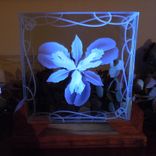3d Layered Decorative Art Display - Iris Flower Etched Glass With Wood Stand 4 small