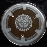 Etched Glass Business Logo On Serving Dish-Plate - Gear And Cupcake Design 1 small