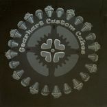 Etched Glass Business Logo On Serving Dish-Plate - Gear And Cupcake Design 2 small