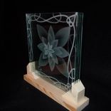 Layered Stacked Glass Lotus Flower 3d Etching In Display Stand Or Bracket 2 small