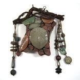 Handmade One Of A Kind Ceramic Clay Rattle With Found Wooden Handle 2 small