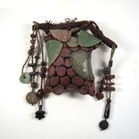 Handmade One Of A Kind Ceramic Clay Rattle With Found Wooden Handle 4 small