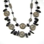 Handmade One Of A Kind Double Strand Necklace Of Bett O'S Reversible Ceramic Clay Garden Beads 2 small