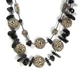 Handmade One Of A Kind Double Strand Necklace Of Bett O'S Reversible Ceramic Clay Garden Beads 4 small