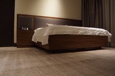Black Walnut King Bed W/ Builtin Nightstands 1 small