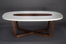 Concrete And Walnut 'Super-Ellipse' Dining Table 2 small
