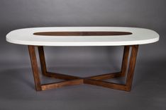 Concrete And Walnut 'Super-Ellipse' Dining Table 4 small