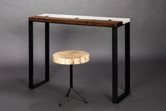 Concrete And Black Walnut Console Table 6 small