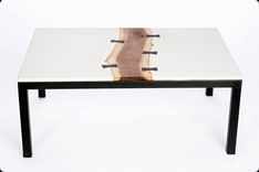 Butterfly' Concrete, Walnut, And Steel Coffee Table 1 small
