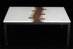Butterfly' Concrete, Walnut, And Steel Coffee Table 2 small