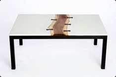 Butterfly' Concrete, Walnut, And Steel Coffee Table 3 small