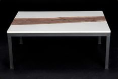 Concrete, Walnut, And Steel Coffee Table 4 small