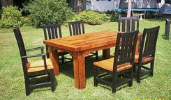 Heavy Barn Wood Dining Table And 6 Chairs 1 small
