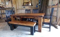 Heavy Barn Wood Dining Table And 6 Chairs 4 small