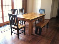 Heavy Barn Wood Dining Table And 6 Chairs 5 small