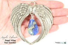 Sun Catcher Angel Wing Cremation Glass Memorial. Add Ashes Or Hair From Cat, Dog, People 4 small