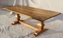 Reclaimed American Oak Dining Table With Trestle Base 1 small