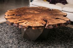 51x44" Peruvian Pepper Burl Rustic Modern Coffee Table 1 small