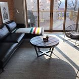 Reclaimed Wood And Welded Steel Round Coffee Table 5 small