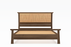 Walnut Bed Frame Queen, King Size Bed, Walnut Headboard, Platform Bed, Curly Maple, 6 small