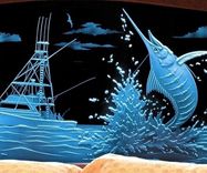 Illuminated Carved / Etched Glass - Marlin Headboard 2 small