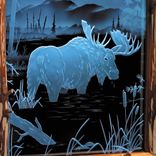 Illuminated Carved / Etched Glass - Moose Door 2 small