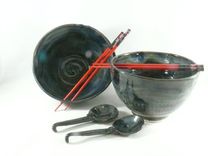 Set Of Two: Pho Bowls With Chopsticks, Rice Bowls For Thai Or Japanese Meals 2 small