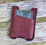 Handmade Leather Minimalist Wallet Minus Wickett And Craig Burgundy Harness Money Clip 5 small
