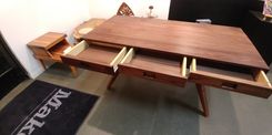 Mid-Century Modern Solid Walnut Three-Drawer Desk 6 small