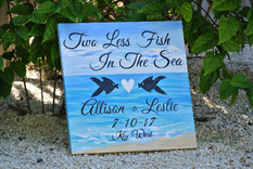 Two Less Fish In The Sea Signage, Beach Wedding Decor Name Sign 1 small