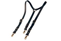 Double Thick Black Leather Suspenders With Antique Brass Hardware 3 small