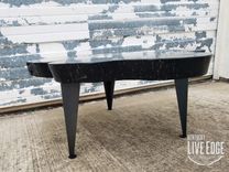 Live Edge Coffee Table- Gray- Round- Natural Wood- Circular- Steel Legs- Thick- Modern 2 small