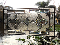 Traditional Stained Glass Window Panel W/ Beveled Stained Glass, Unique Valance / Transom 4 small